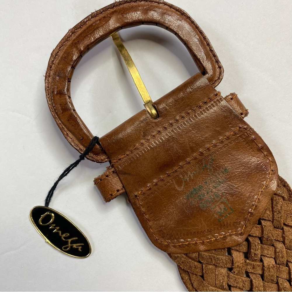 NWT Vintage Omega Woven Leather Extra Wide Boho Belt - Picture 4 of 9